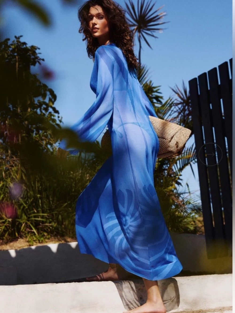 Caroline Constas Blue Wave Sheer Beach Cover Up - Picture 4 of 10